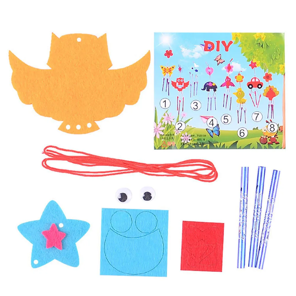 ชุดทำโมบายลม 8 ชิ้น ชุดงานฝีมือสำหรับเด็ก วัสดุทำโมบายลมแบบแขวน ของตกแต่งบ้าน ของขวัญสร้างสรรค์