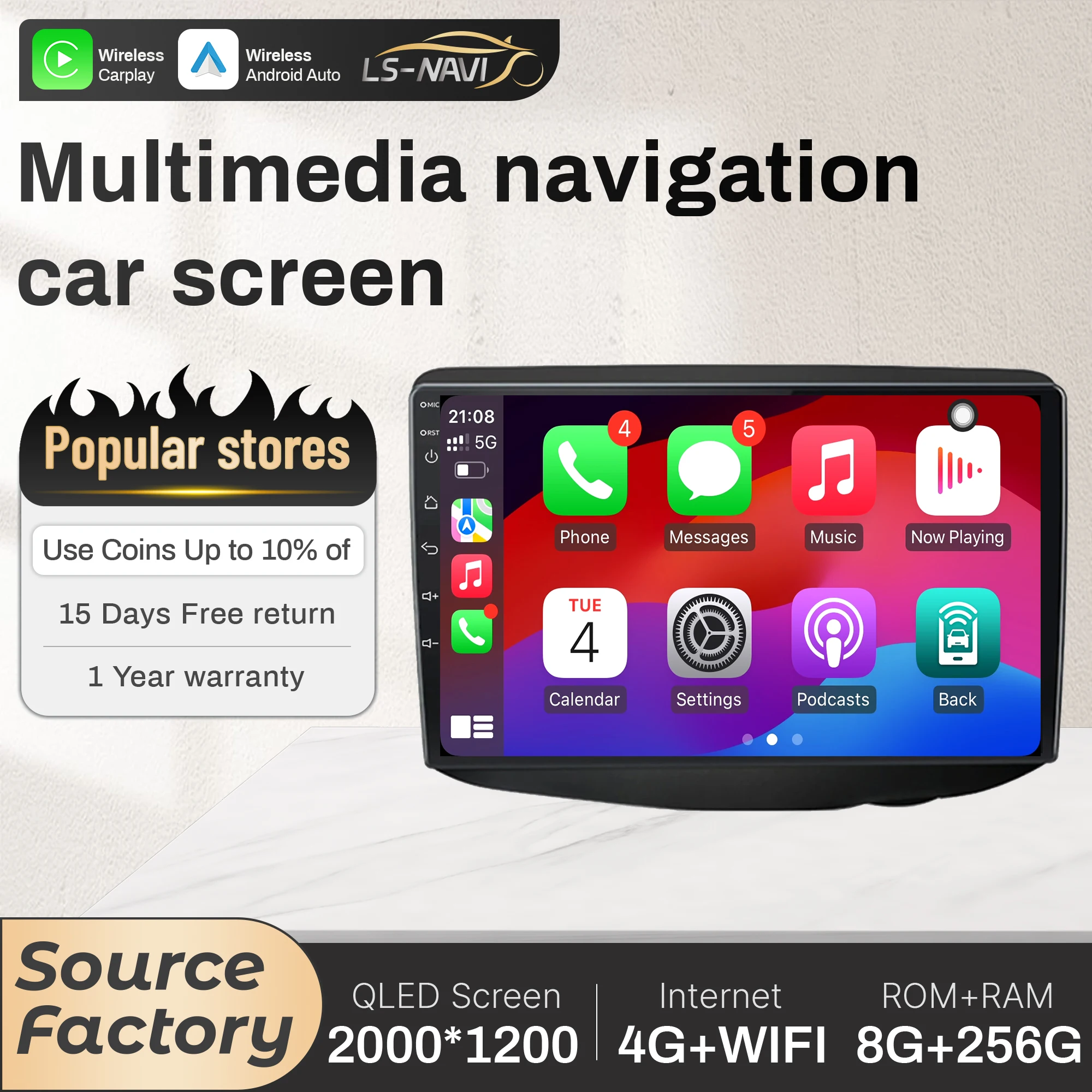 

9inch Car Radio For Toyota Vitz XP10 Yadditif Platz Echo 1999-2005 Wireless Bluetooth CarPlay 4G Head Unit Touch Screen Stereo