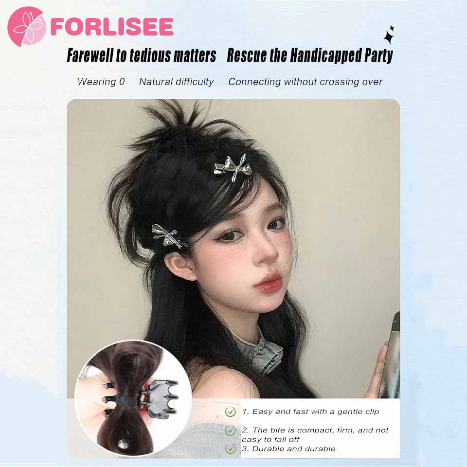 FOR Chicken Nest Ball Head Wig Female Clasp Clip Bowknot Spicy Girl Style Fluffy High Horse Tail Fluffy Natural Wig Contract