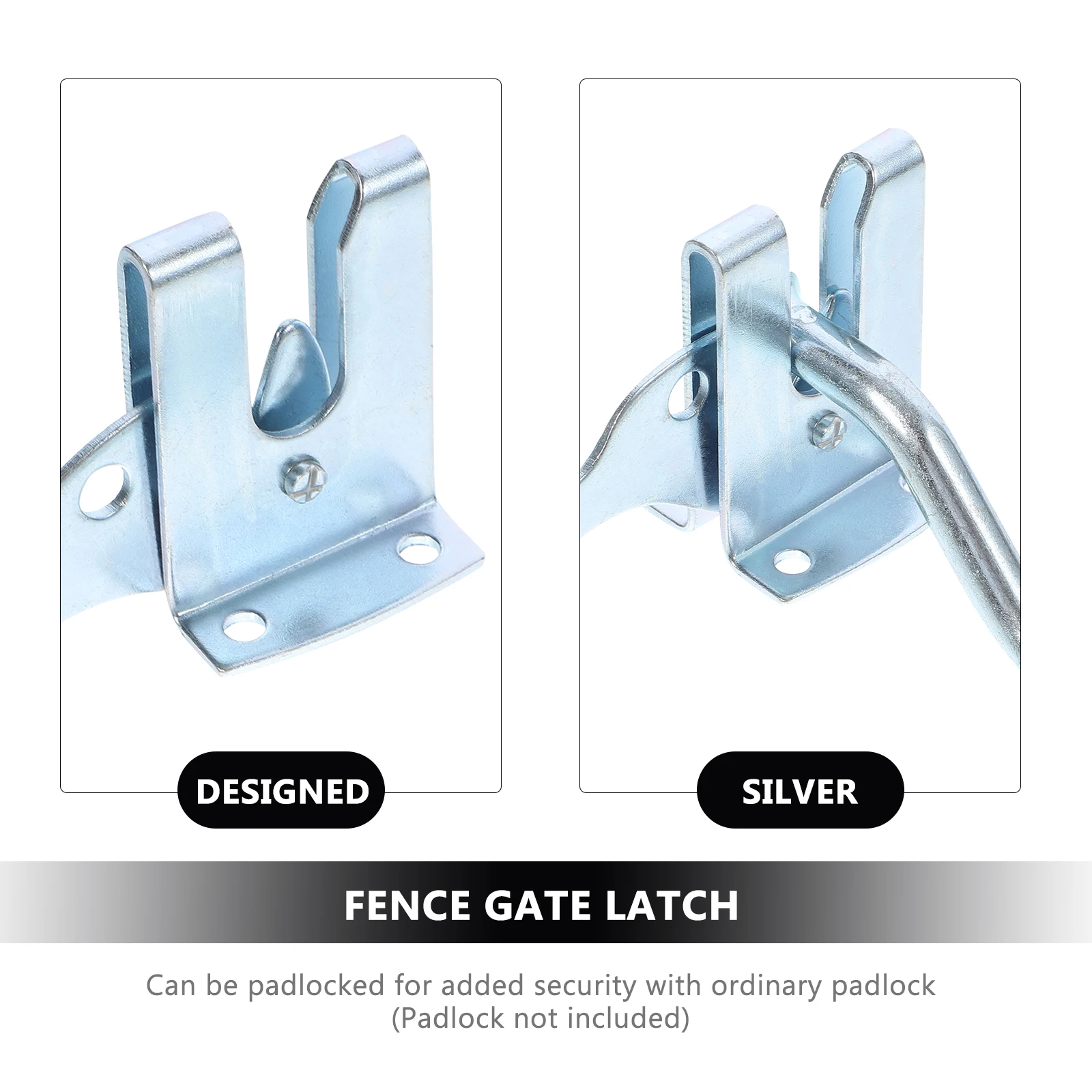 

Heavy Duty Automatic Gate Latch Silver Electroplated Carbon Steel Easy Install Fence Garden Farm Gate Lock Screws Included
