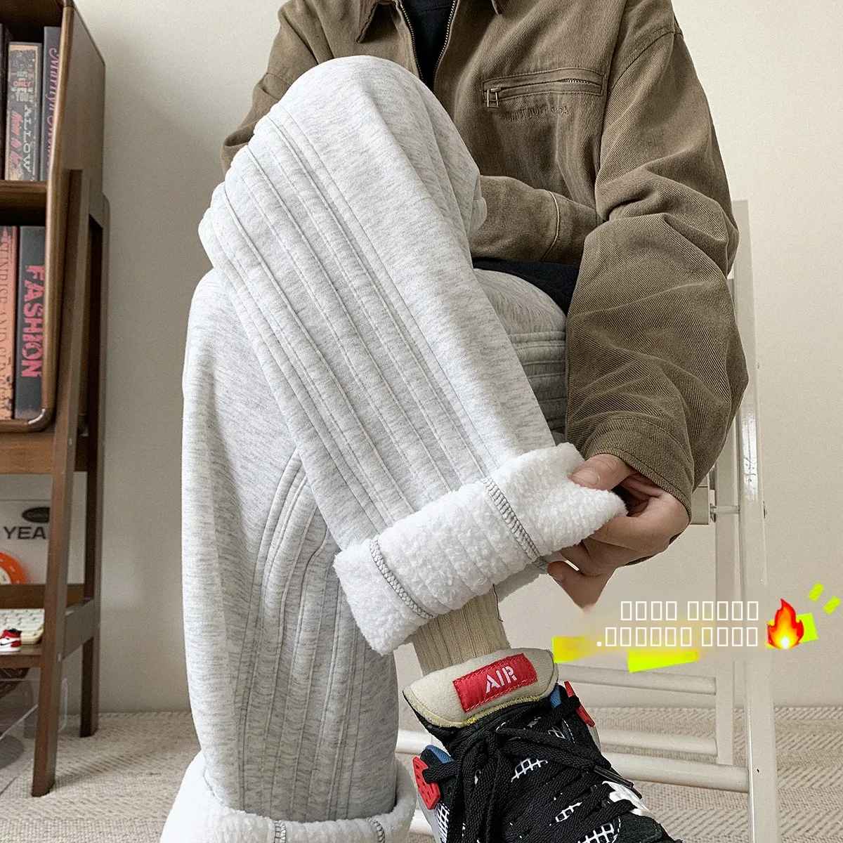 

Мужские зимние утепленные брюки с флисовой подкладкой, широкие прямые повседневные брюки свободного кроя, спортивные брюки, модные молодежные брюки для активного отдыха