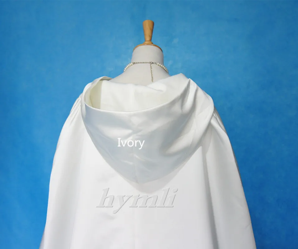 Ivoor Mantel Hooded Satin Wedding Mantel Cape Kostuum Renaissance Middeleeuwse Kleding Fee Volwassen