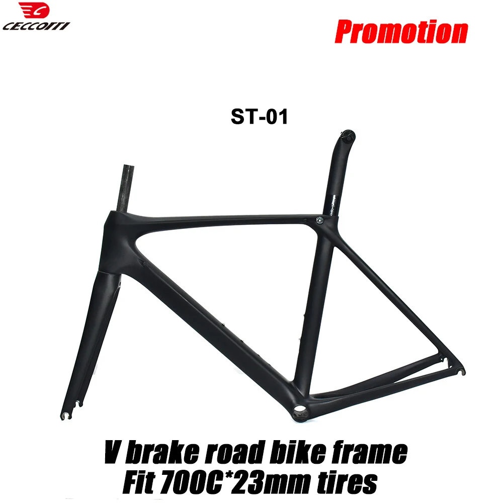 CECCOTTI ST01 سعر المصنع إطار دراجة طريق كربوني كامل إطارات دراجة فرامل على شكل حرف V في إطار دراجة ترويجي