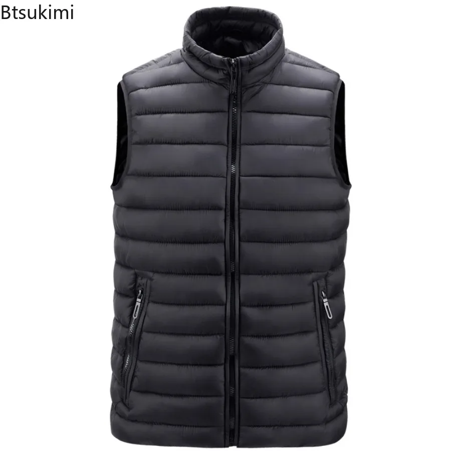 Autumn and Winter Casual Vest Men's Slim Fit Stand Collar Stock Zipper Digging Bag Pork Rib Jacket Lightweight Cotton Jackets