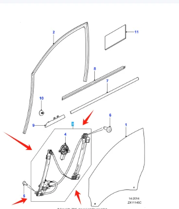 C2Z31200 C2Z26989  C2Z3312 FRONT RIGHT RH PASSENGER SIDE DOOR WINDOW MOTOR REGULATOR For JAGUAR XF 09-15