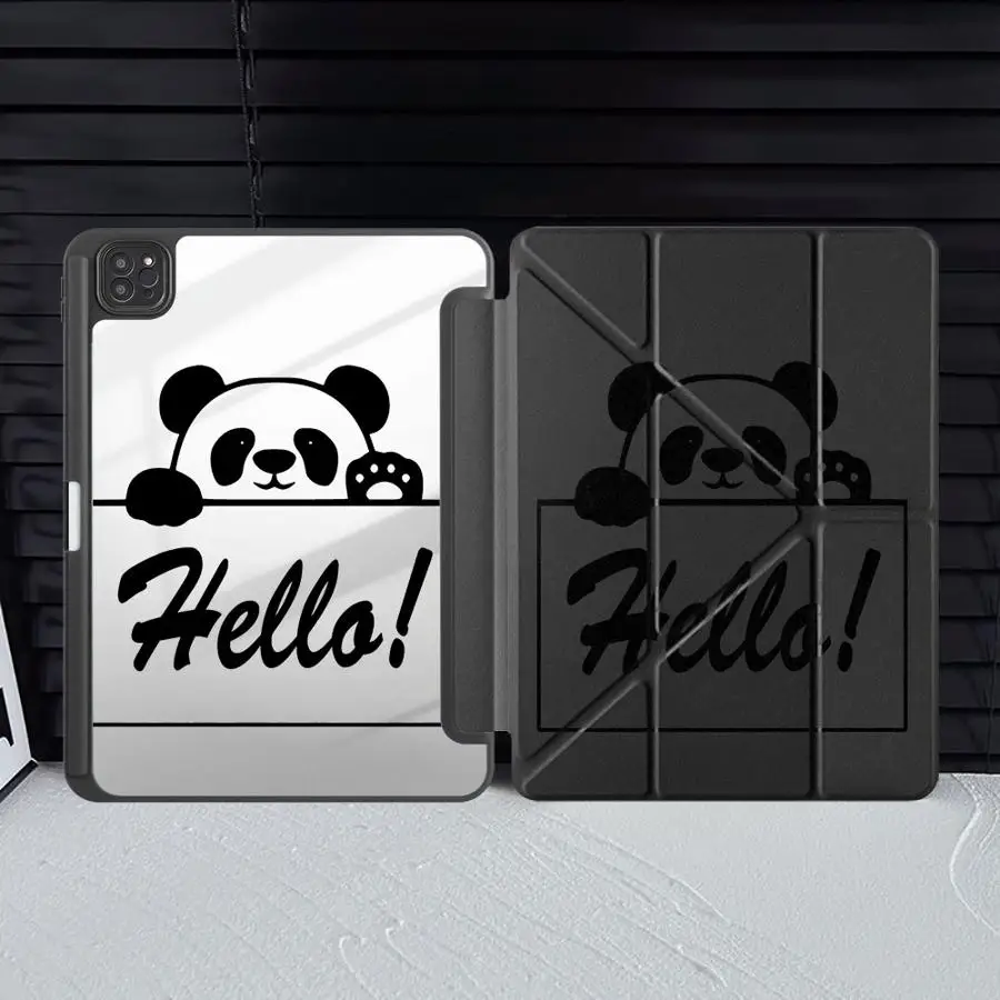 Cute Hello Panda Tablet Case For iPad Air 4 5 M3 M2 M4 11inch Pro 11 10 9 8 7 th 12.9inch Pro 2025 Mini 6 7 Holder Cover