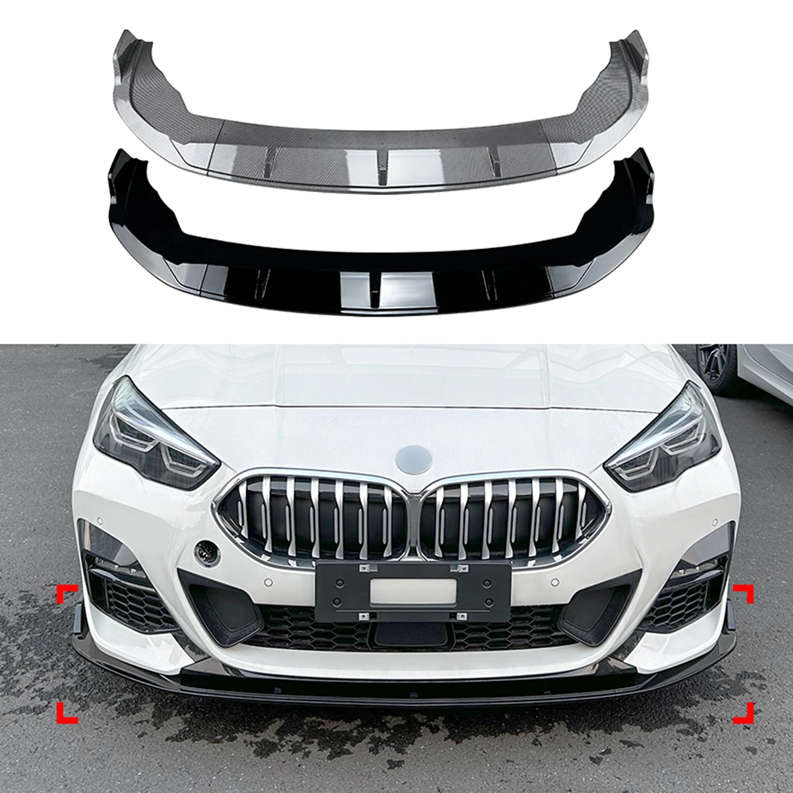 For BMW 2 Series F44 228i 220i M235i M Sport 2020-2023 Front Bumper Spoiler Lip Carbon Fiber Look/Gloss Black Lower Splitter Lip