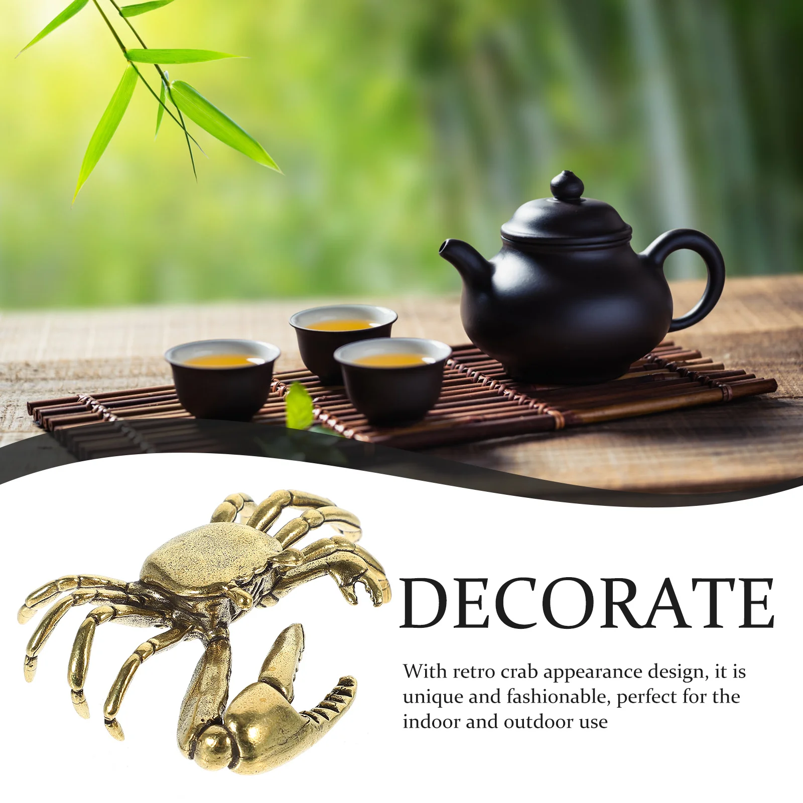 

1pc Copper Crab-Shaped Retro Design Home Office Decor Desktop Shelf Table Decoration Golden Vintage Statue