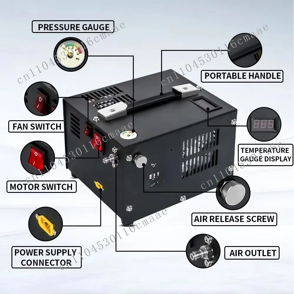 12V 110V 220V 30mpa 4500psi 300bar High Pressure Car Pump Transformer Oil Free Diving Inflator Mini PCP Air Compressor