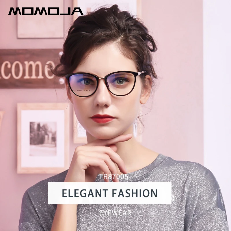 MOMOJA Retro Fashion Butterfly Spectacle Cat Eye Ultra Light Alloy Women's Eyeglass Optical Prescription Glasses Frame TR87005