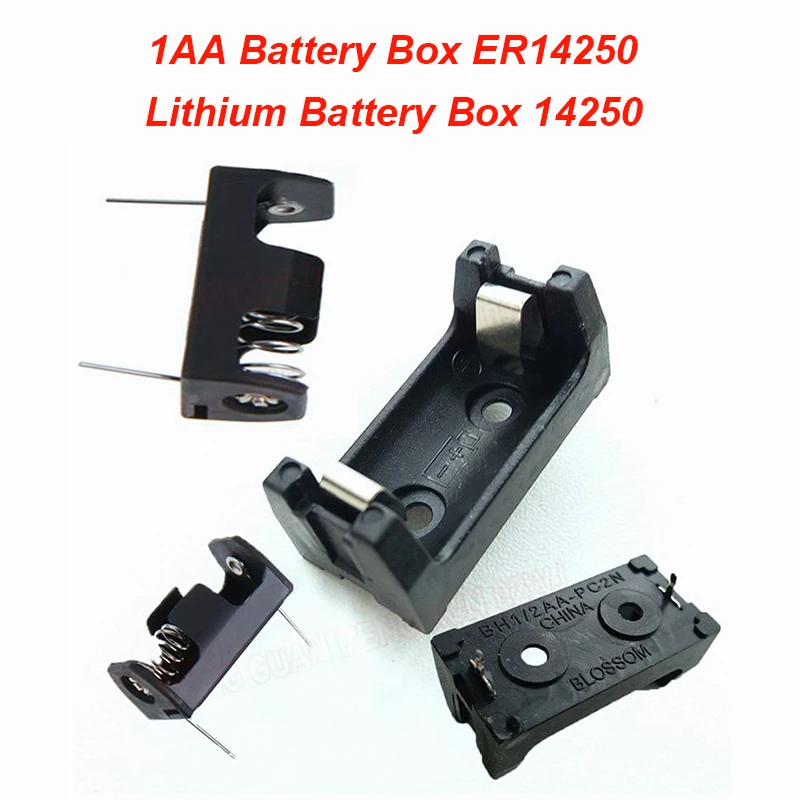 1PCS 1AA Battery Box ER14250 Lithium Battery Box 14250 Single-cell Battery Storage Box ABS Hard With PCB Pin CR2 Battery Holder