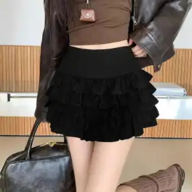 

Autumn and Winter Fluffy Cake Skirt Women's High Waist A-line Solid Color Skirt