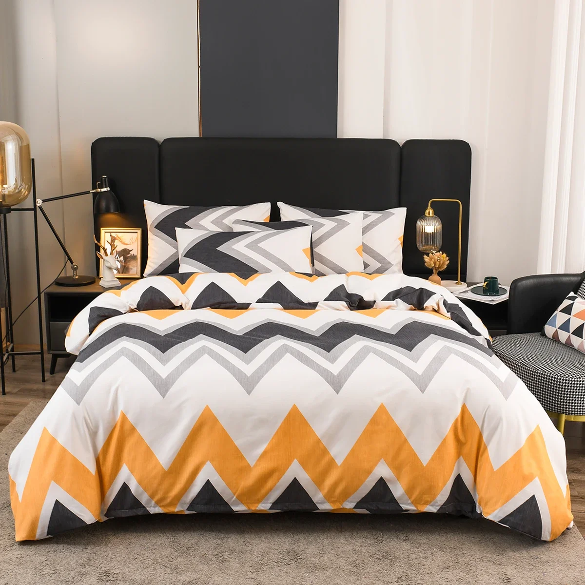 

Geometric Duvet Cover Set Nordic Style Wave Stripe Bedding Set King Size for Bedroom Hotel Modern Classic Lines Comforter Cover