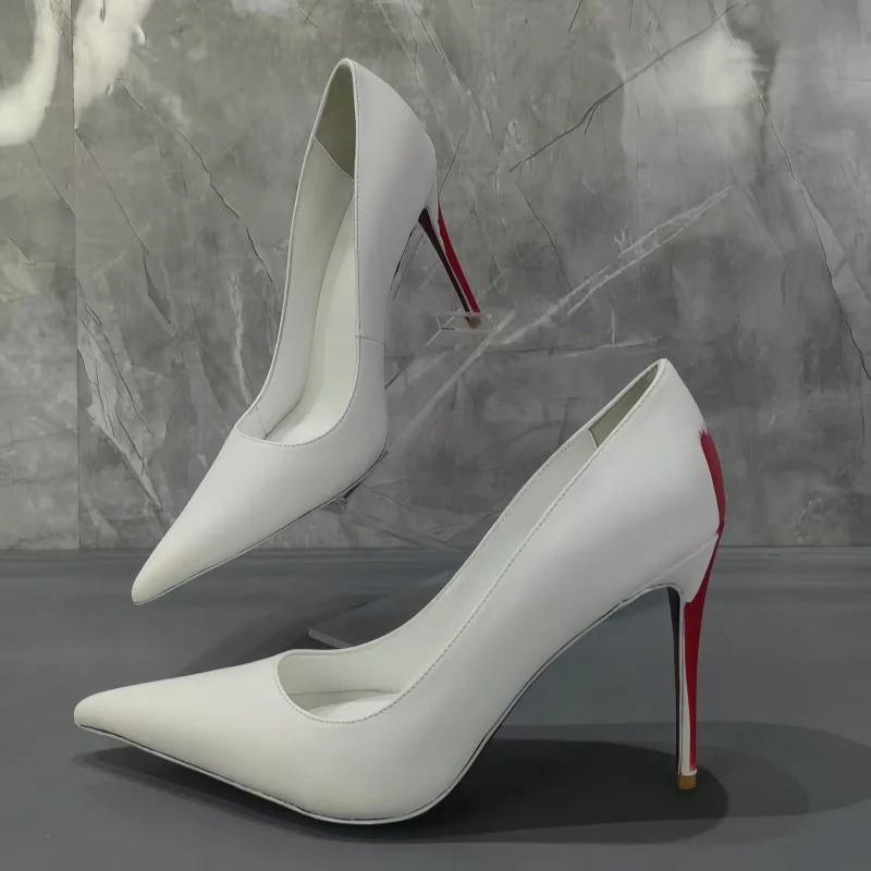 

Новые модные подиумные сандалии, белые женские туфли на тонком очень высоком каблуке, одноступенчатая одежда на высоком каблуке, большой размер, высокий каблук