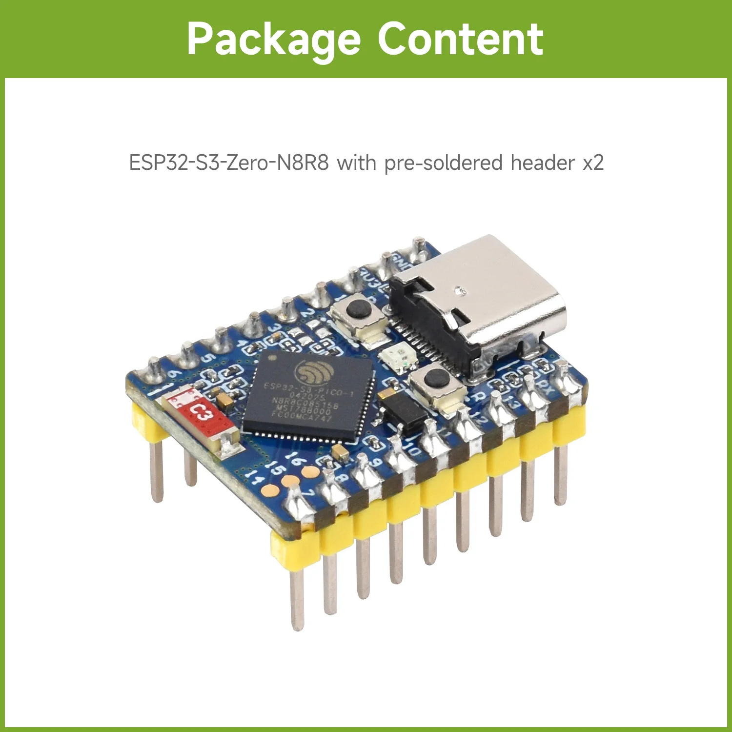 2pcs/Lot Waveshare ESP32-S3 Mini Development Board, 8MB Flash Memory, 8MB PSRAM, Based on ESP32-S3, 240MHz Running Frequency image 3