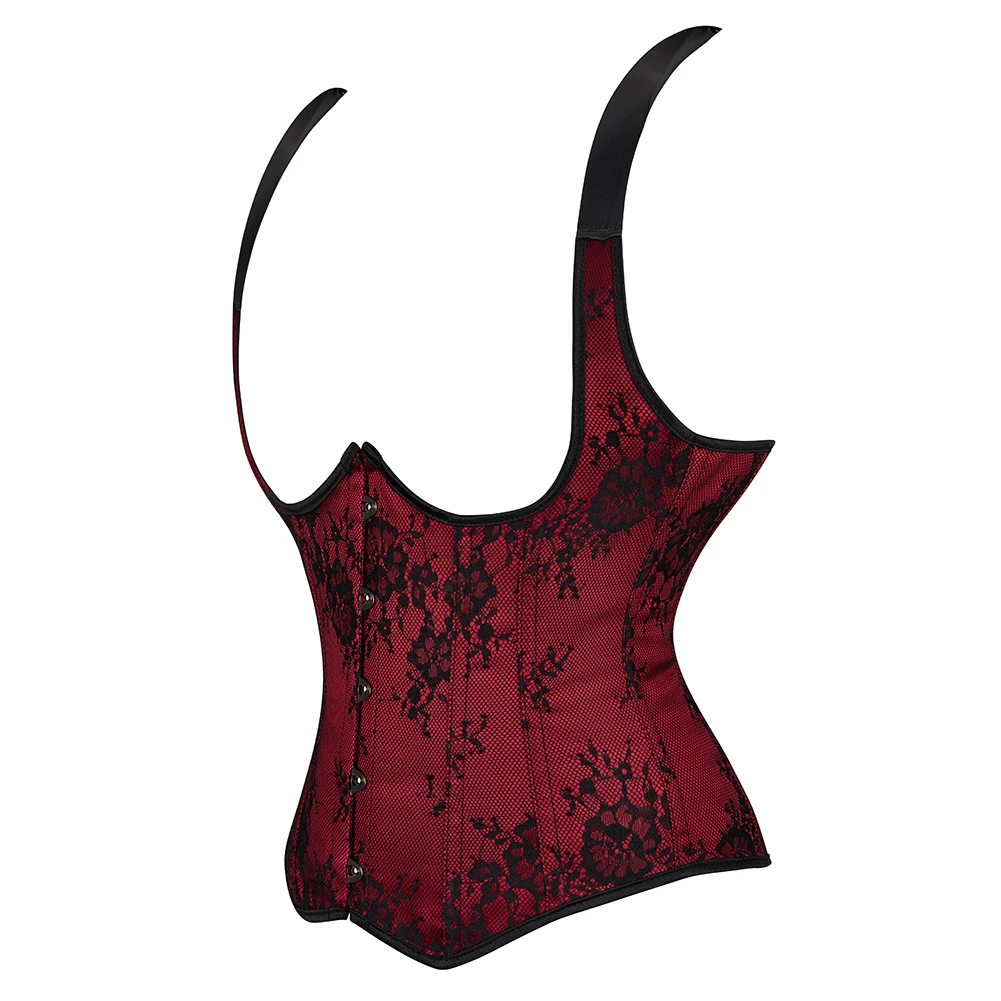 Sexy Overbust Corset Top with Straps,Embroidery Erotic Sensual Lingerie ,Woman Corgested Bustier Waist Corset Body Shapewear