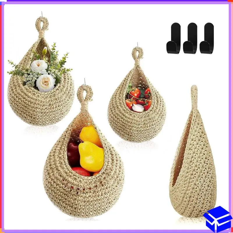 

Reliable Handwoven Boho Wall Hanging Basket For Fruit Vegetable Hanging Baskets Storage Organizer Decorative Hanging Wall Basket