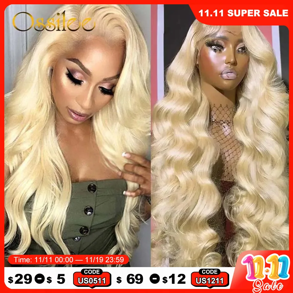 613 Blonde 13x6 Lace Frontal Wigs Remy Brazilian Body Wave 13x4 Full Lace Frontal Wig Human Hair Wigs for Women 300% Density