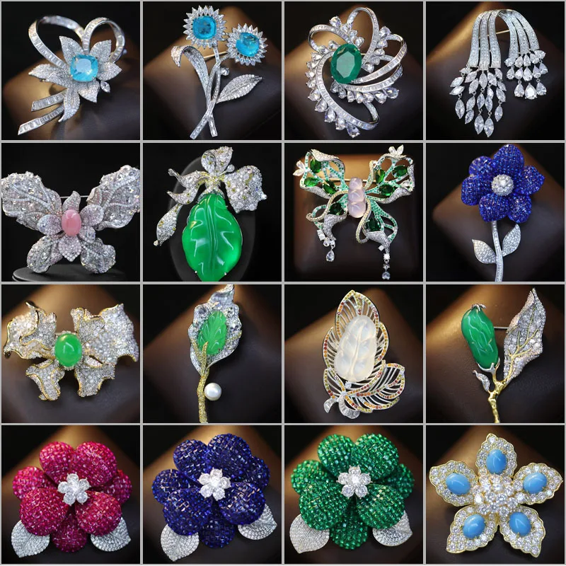 Gorgeous AAA Zircon Butterfly Camellia Brooches for Women Luxury Designer Corsage Flower Broche Pins Elegant Accessories Decor