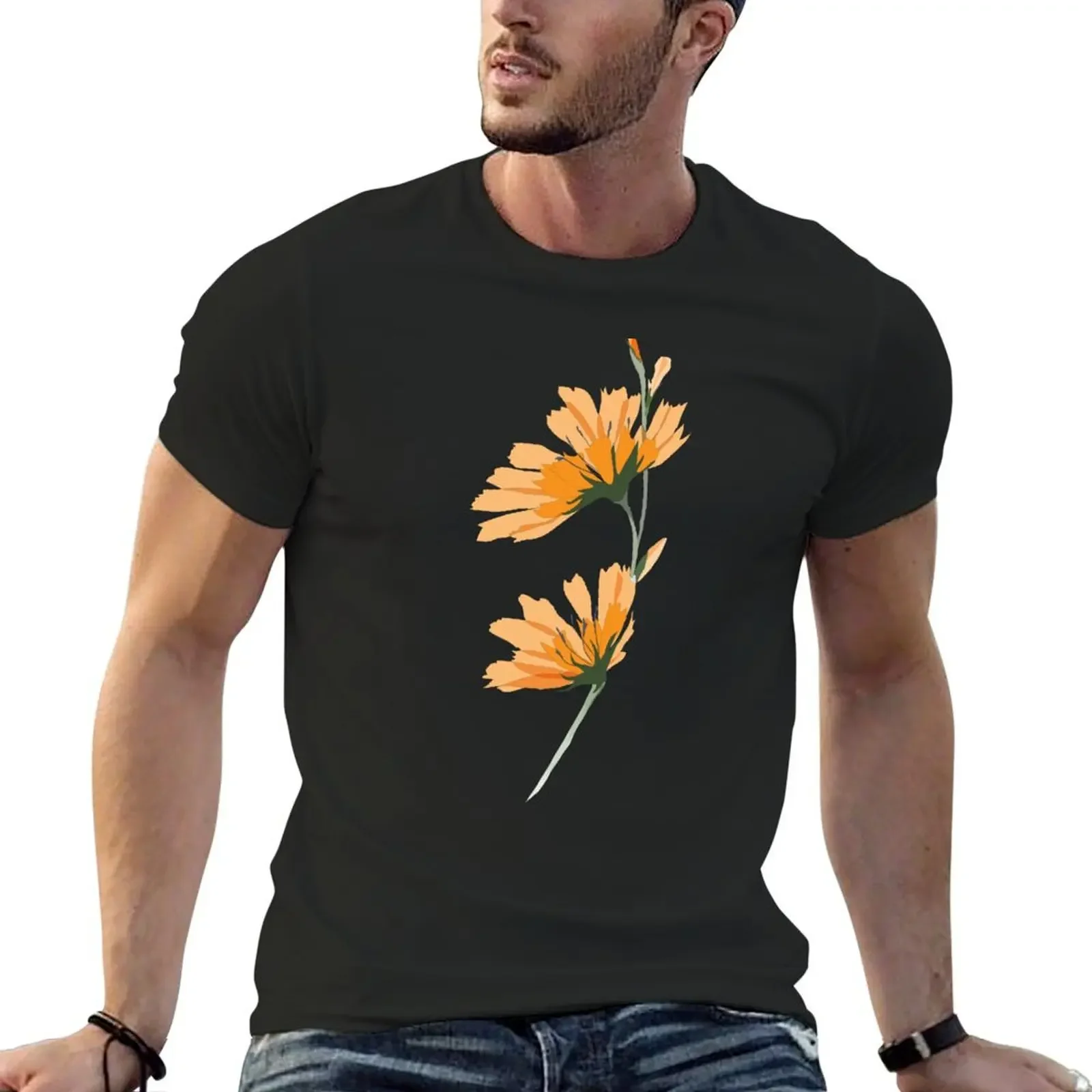 

Orange Flowers T-Shirt anime customizeds graphic t shirts rapper graphic tees workout shirts for men