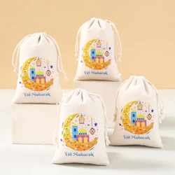 EID Mubarak Decoration Gift Bags Ramadan Decor 2025 For Home Linen Bags Ramadan Kareem Islamic Muslim Party Eid Al Adha Gifts