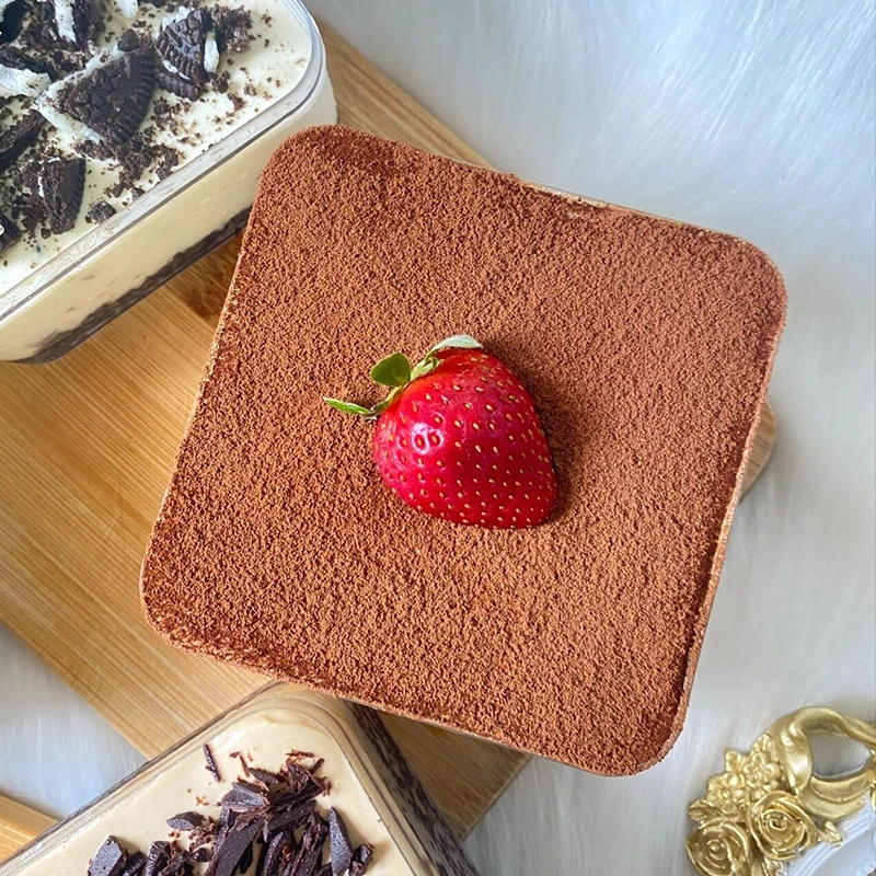 10pcs Tiramisu small box disposable transparent cake boxes pastry packaging box square thick plastic dessert cups with lids