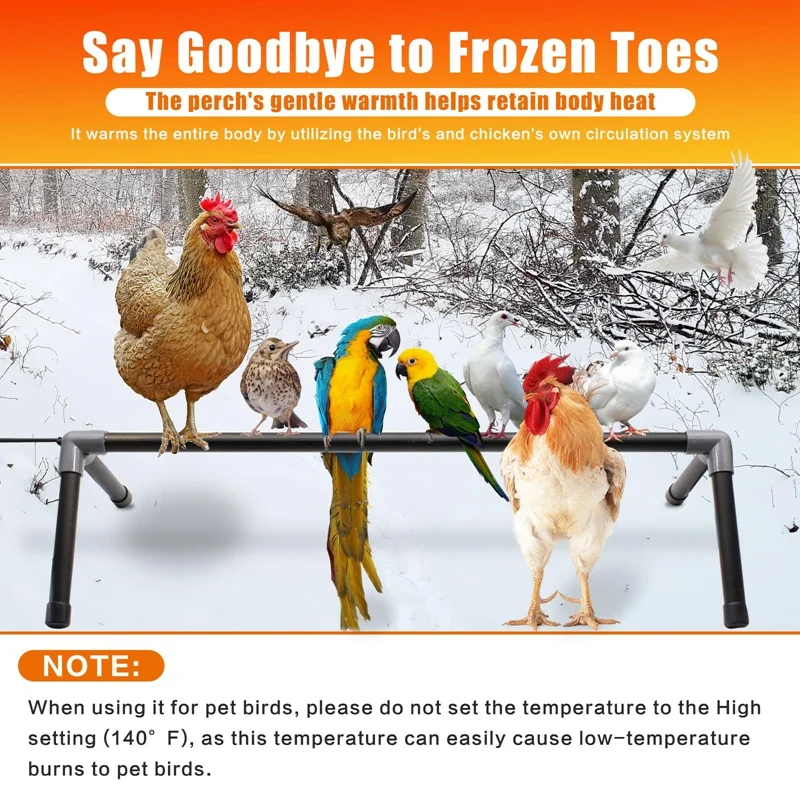 

1 PCS Heated Chicken Perch Warming Chicken Heater Prevents Freeze Chicken Toes Stainless Steel For Chicken Coops US Plug