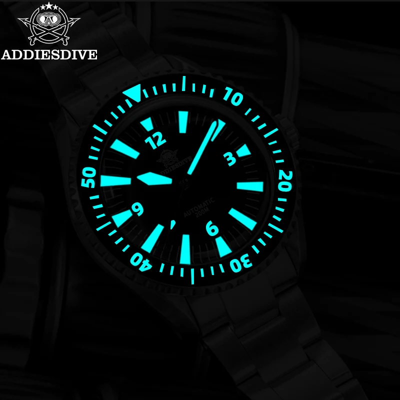 ADDIESDIVE High End Men’s Watch Luxury Sapphire Glass 200M Waterproof Mechanical BGW9 Super Blue Luminous Montre Homme Watches