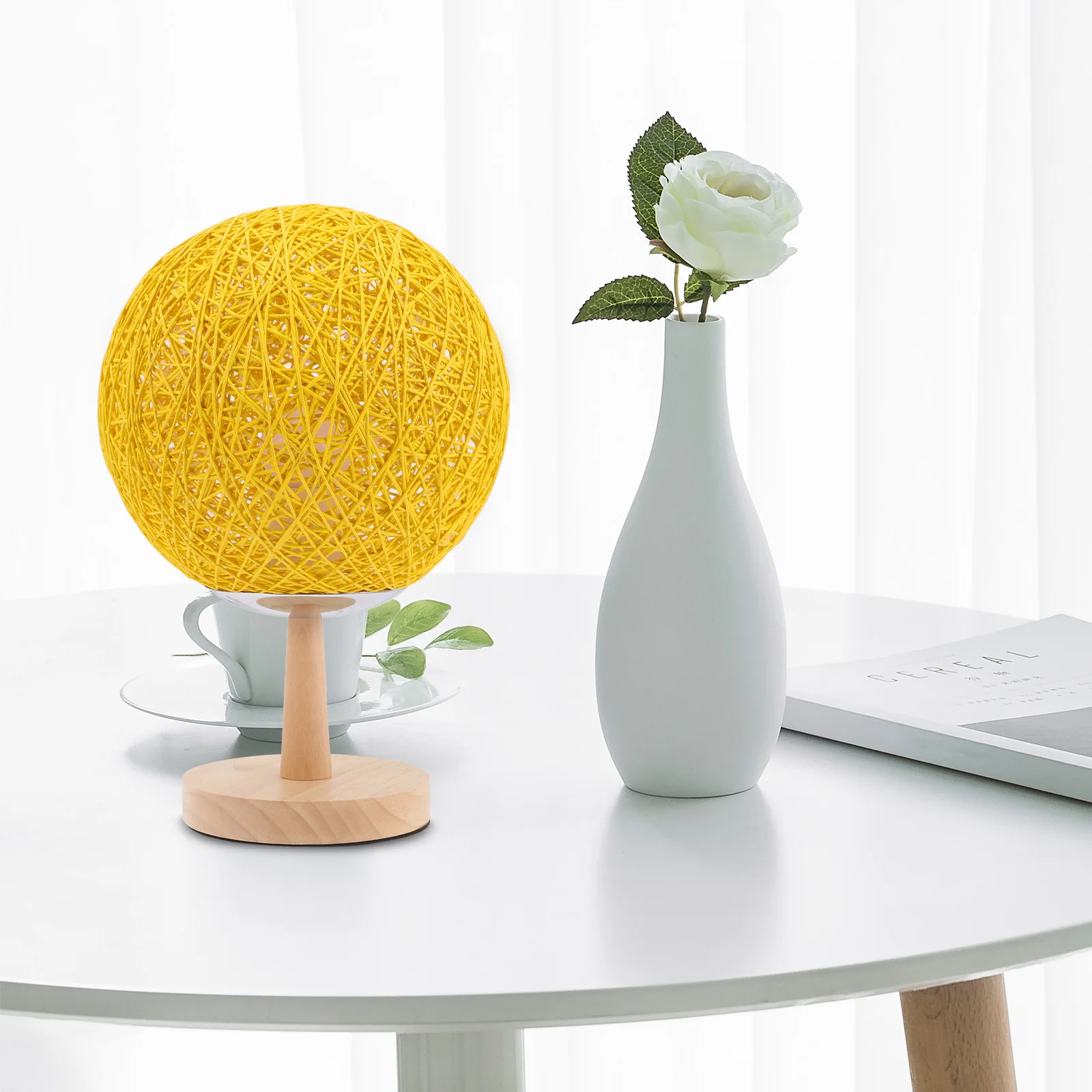 

1Set Rattan Ball Night Lamp Woven Table Lamp Decorative LED Light for Bedroom Living Room Christmas Gift Night Light for Kids