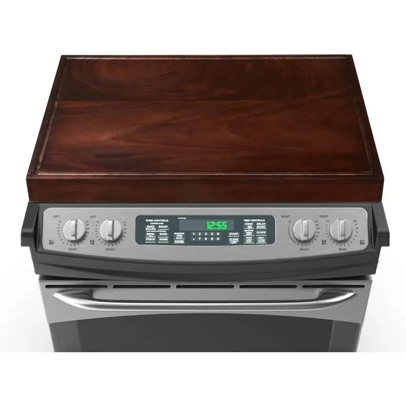 

30x22 Walnut Noodle Board Stove Cover Wood with Handles, Wooden Stovetop Cover Cutting Board with Juice Groove for Gas Stove and