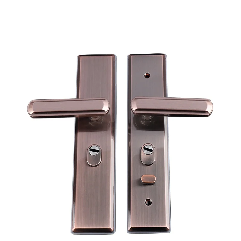 Red Antique Copper Handle Anti-theft Door 304 Stainless Steel Thickened Panel Entry Door Handle Lock Accessories Door Hardware