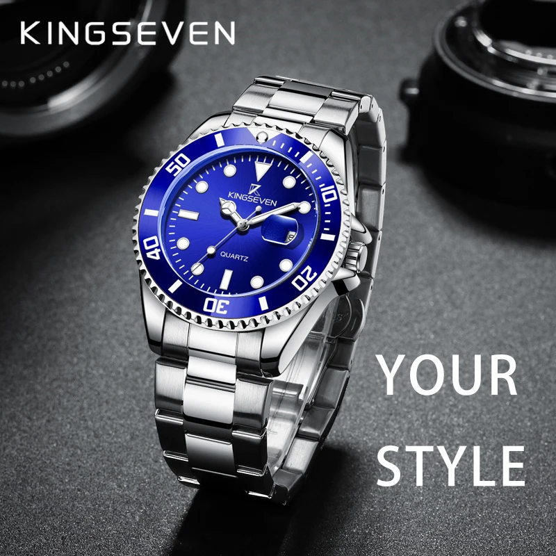 KINGSEVEN Nam Đồng Hồ Dây Thép Không Gỉ Cao Cấp Hàng Đầu Thể Thao Chronograph Đồng Hồ Thạch Anh 2021 Mới Nam Thời Trang Đồng Hồ Relogio Masc