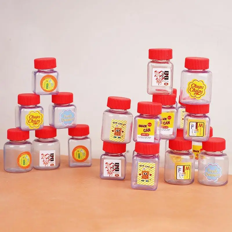 10Pcs 1/12 Dollhouse Simulation Snack Jar Candy Jars Empty Bottles Model For Doll House Decor Kids Pretend Play Toys Gift