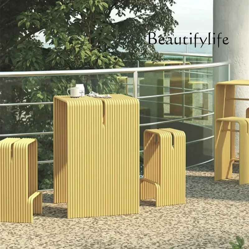 

Outdoor table and chair set combination courtyard terrace Nordic garden milk tea coffee shop casual table