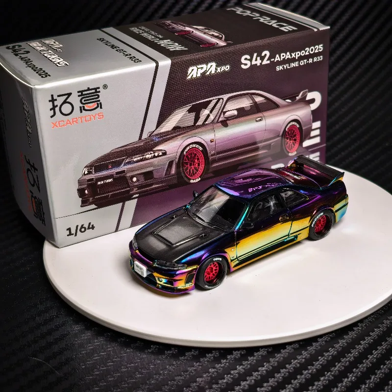 POPRACE 1:64 APAxpo 2025 งานแสดงสินค้าที่เมืองฝอซาน รุ่นลิมิเต็ดอิดิชั่น รถจำลองนิสสัน จีทีอาร์ อาร์33 ผลิตจากโลหะผสมหล่อขึ้นรูป ของเล่นสำหรับเด็กผู้ชาย