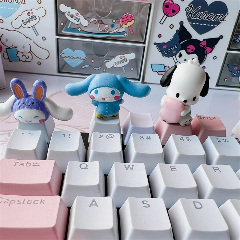 Sanrio Kawaii Cinnamorol Keycaps Mechanical Keyboard Caps Hello Kitty Pochacco Mx Axis Personalized Cartoon Esc Diy Key Cap Game