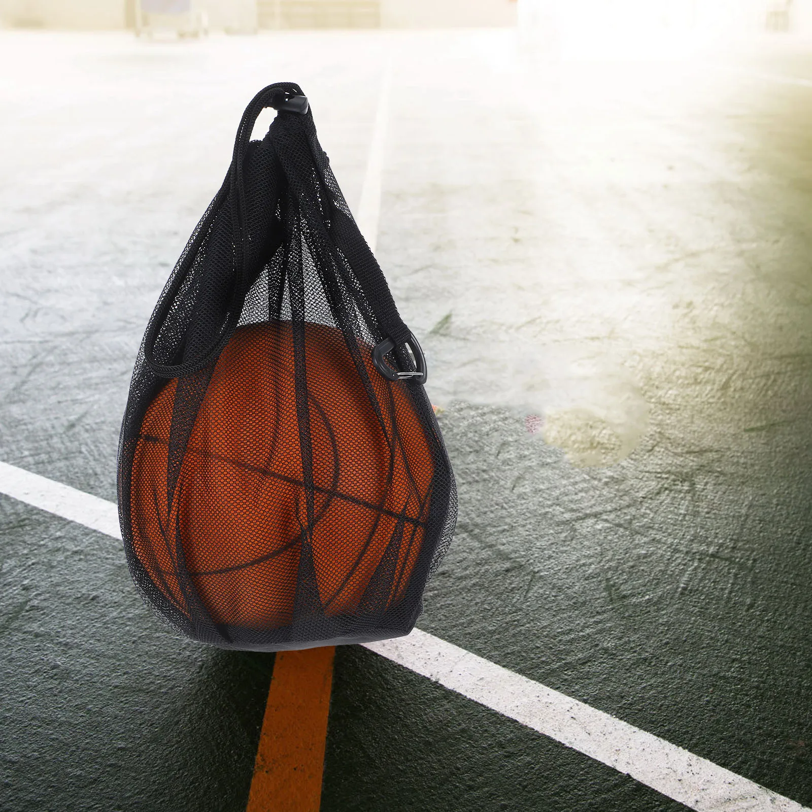 Mehrzweck-Tasche mit Reißverschluss für Basketball, Fußball, Volleyball, Fußball, Kordelzug, Haken, wasserdichte Netz-Tragetasche