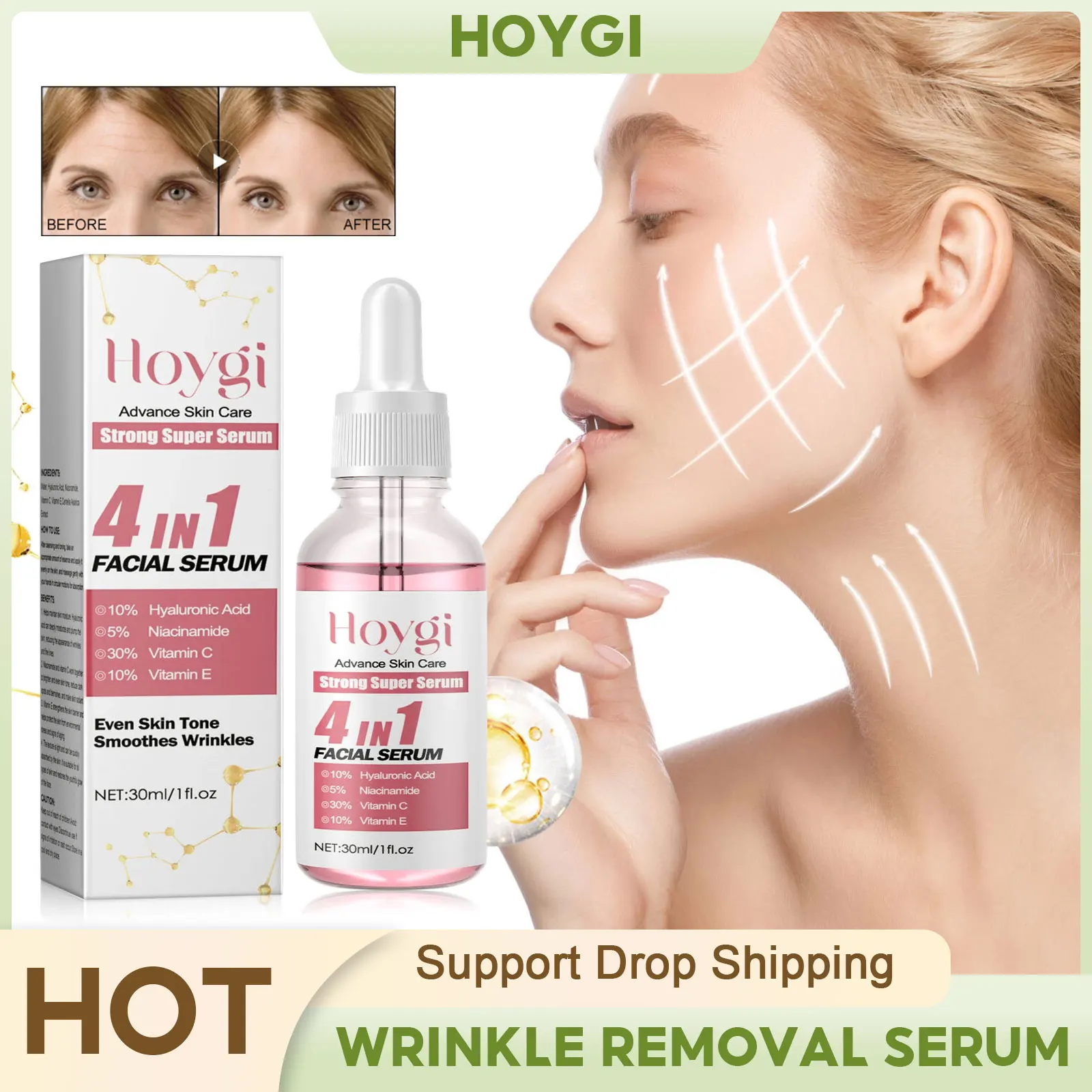 Anti Wrinkle Serum Reduce Fine Lines Smooth Firming Lifting Prevent Aging Repair Nourishing Brightening Vitamin C 4 in 1 Essence