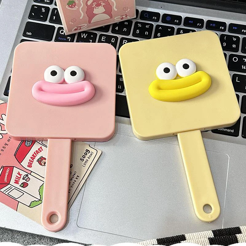 Tragbare Wurst Mund Make-up Spiegel mit Kamm Cartoon quadratischen Griff Kosmetik spiegel Mädchen Geschenk kosmetische Werkzeuge Kosmetik spiegel