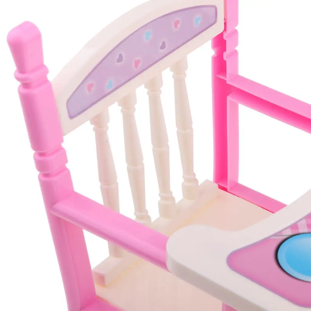 Silla alta rosa, modelo de silla de comedor para accesorios de muñecas Reborn Girl de 9-11 pulgadas