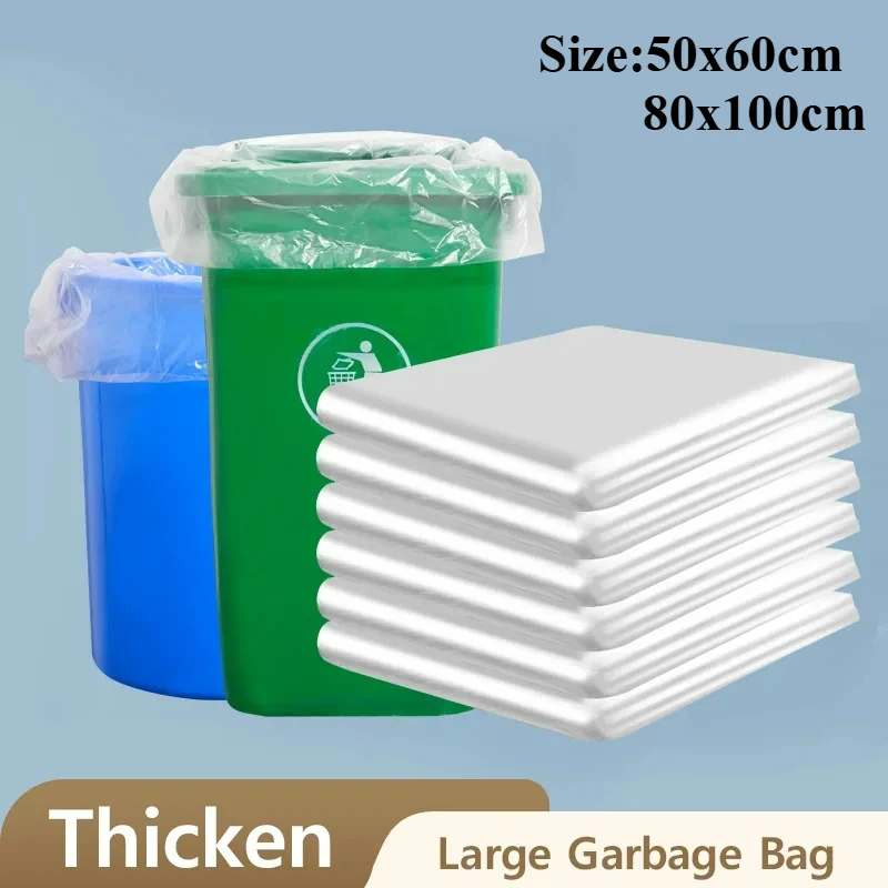 50/100PCS Extra White Large Garbage Bags, Thickened Transparent, Disposable Hotel Storage Plastic Bag for Kitchen,trash Dustbin