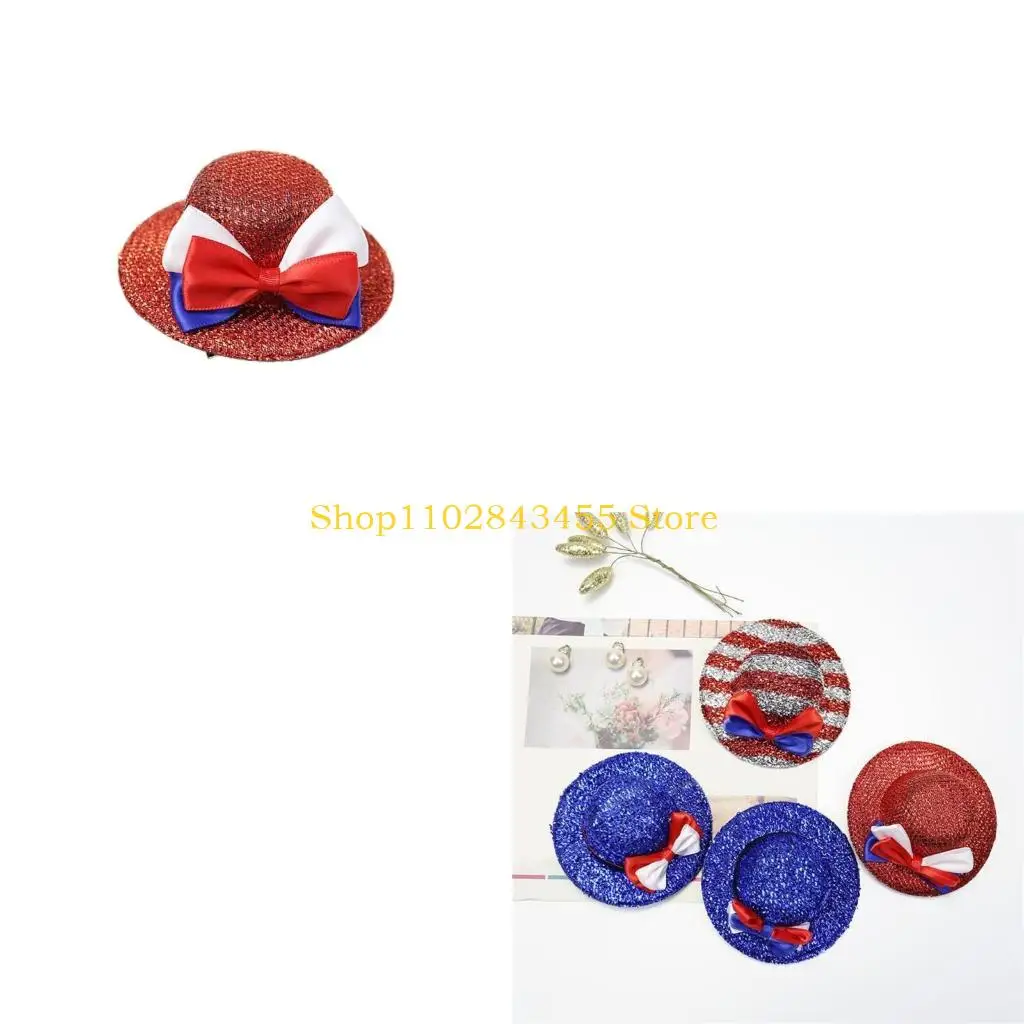 49MC Kids Julycostume Top Hat For Hairpin Glittered Top Hat Bowler Hat Julycostume Hair Clip Unisex Glittered Hair Clip