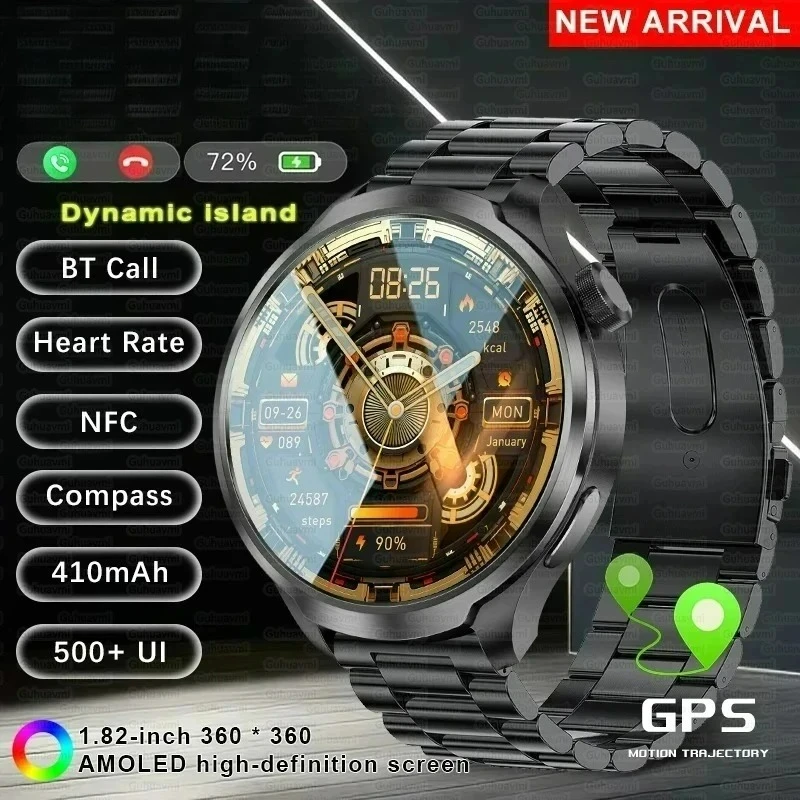 

2027 New 1.85-inch Smart Watch Men Sport Waterproof Fitness Heart Rate Watches Compass GPS Track NFC Bluetooth Call Smartwatch