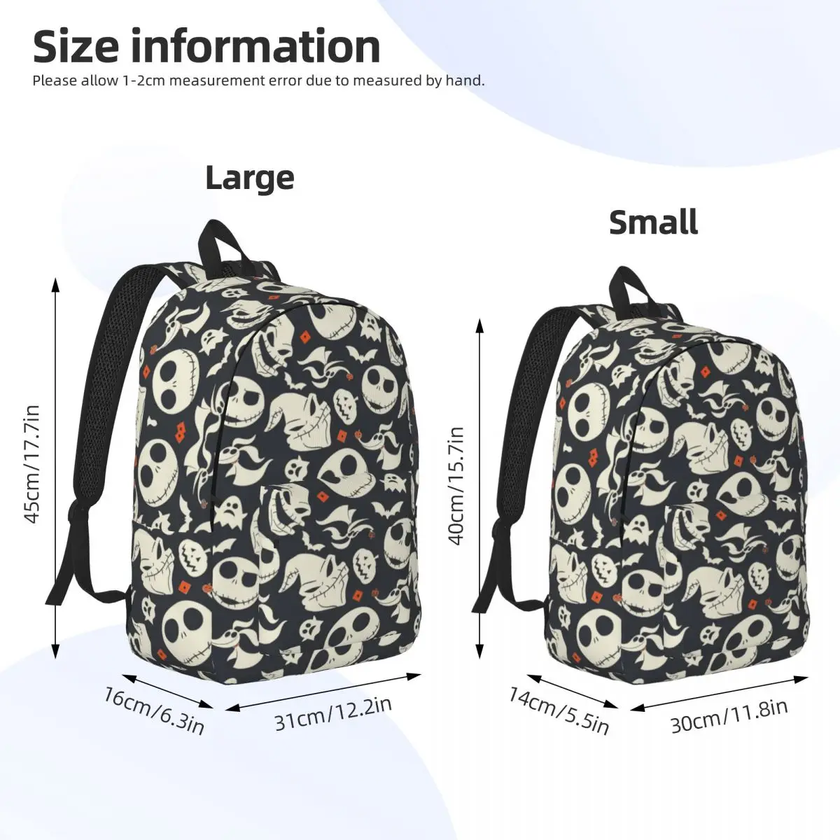 Custom Jack Skellington Canvas Backpack for Men Women Waterproof School College The Nightmare Before Christmas Bag Print Bookbag