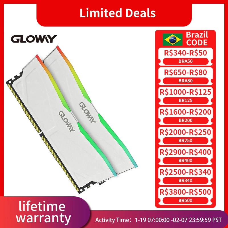 Gloway Memoria RAM DDR4 RGB 8 GB 16 GB 3200 MHz 3600 MHz Dual Channel DDR4 3200 MHz Speicher Desktop-Gaming Hochleistungs-RAM