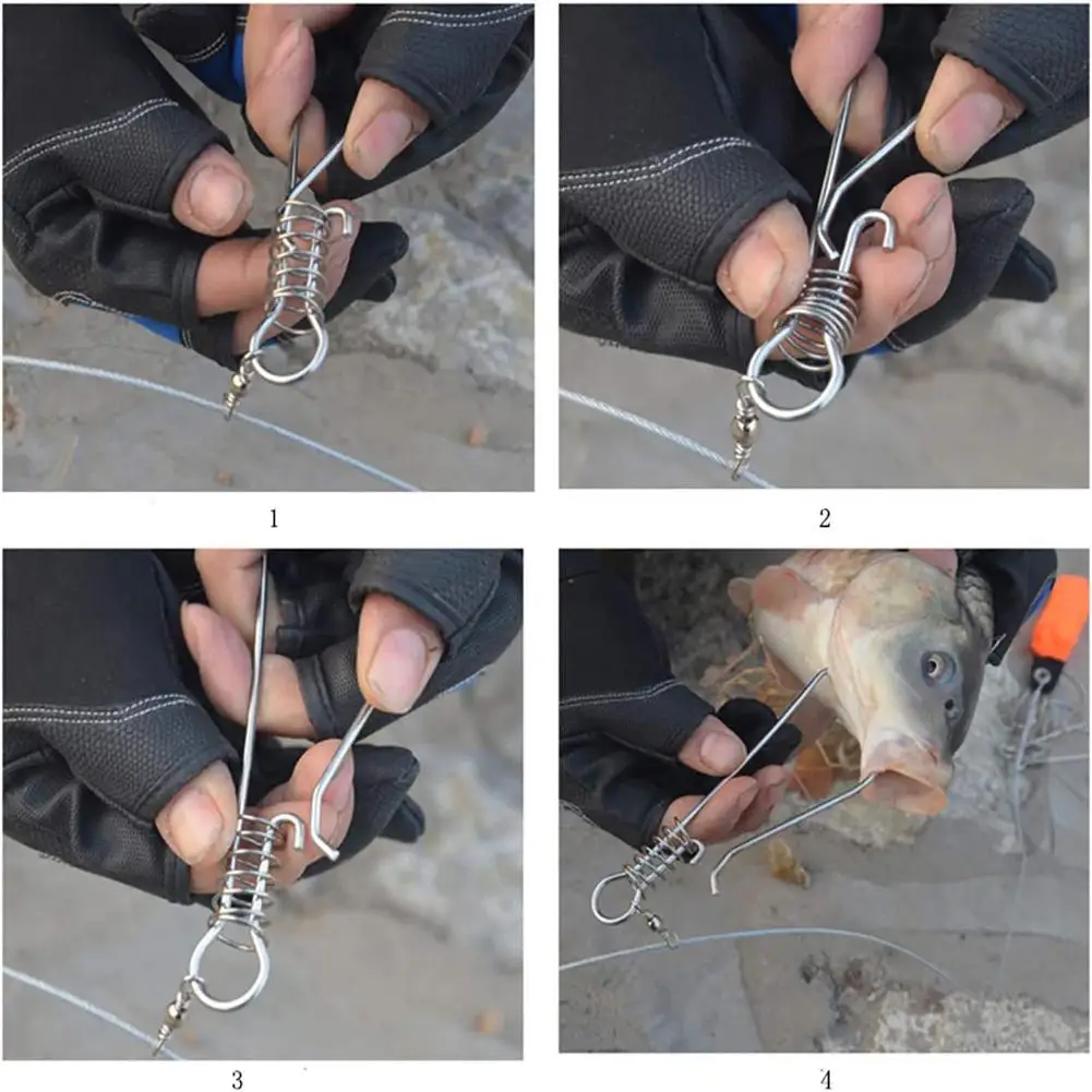 2023 جديد الصيد قفل مشبك معالجة الصيد اكسسوارات الفولاذ المقاوم للصدأ سلسلة سترينجر مع تعويم الأسماك الحية إغراء قفل حزام #5