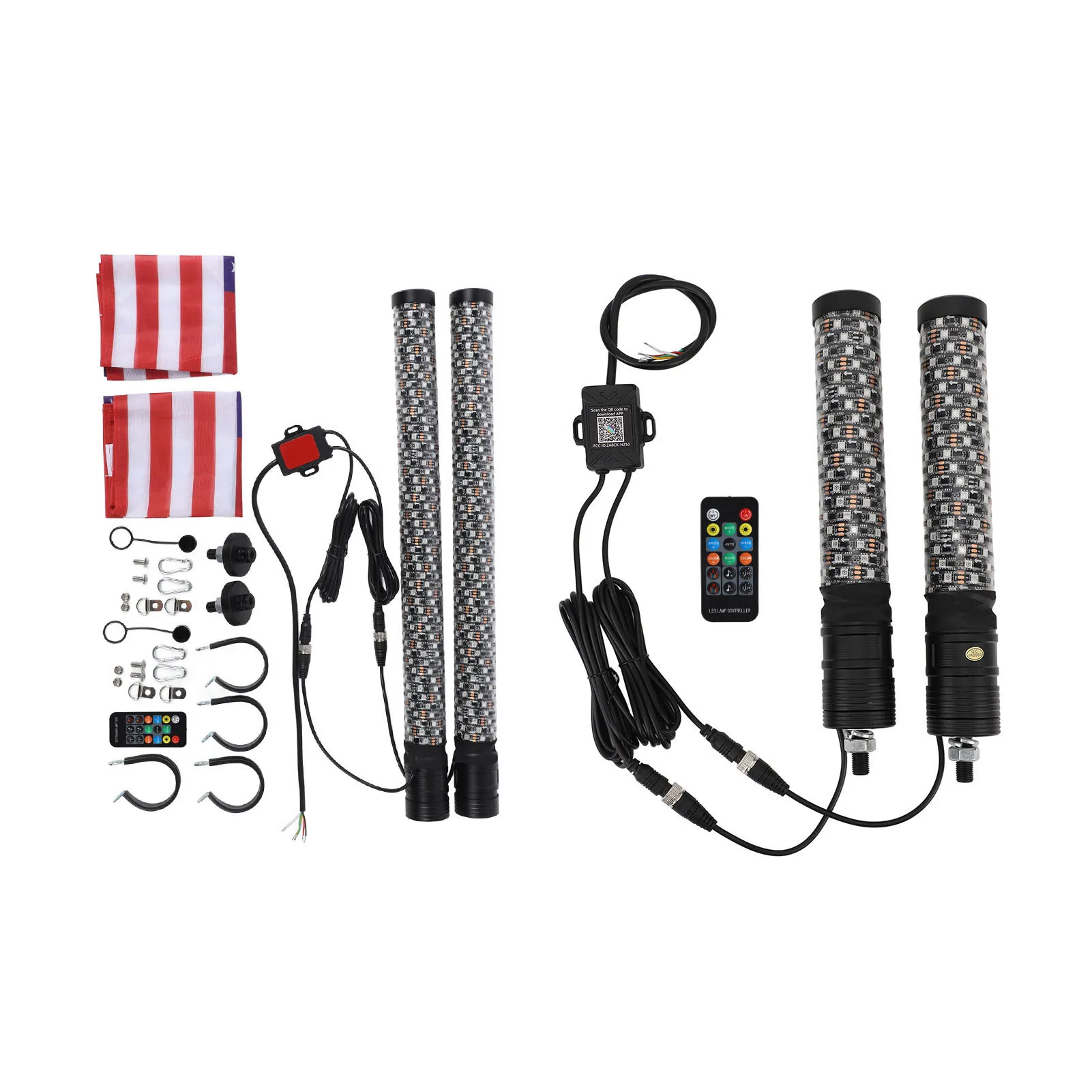 

RGB LED Whip Light App Remote Control 366 Modes Multifunctional 10 Speed Settings Chasing Whip Antenna for UTV ATV Off Road