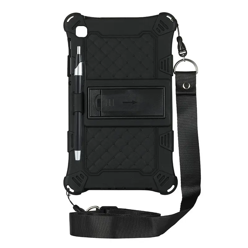 

2X Silicone Case For Tab A7 Lite 8.7 Inch 2021 T220 T225 Tablet Case Tablet Stand With Pen And Strap ,Black