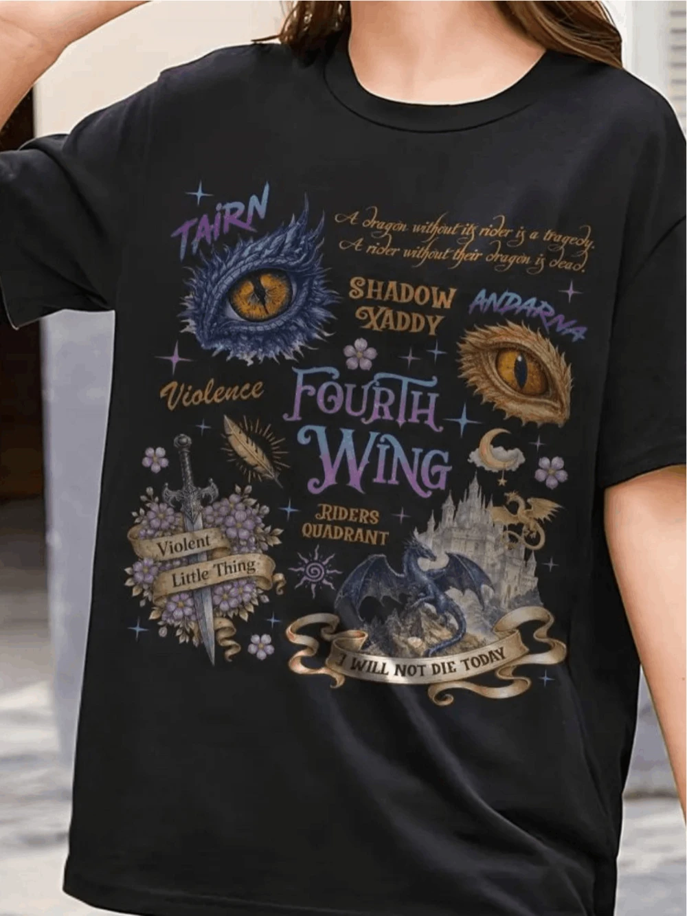 Fourth Wing Knight T-Shirt Dragon Knight Fantasy T- Shirt Bastion Academy Books Toker Reader Gift