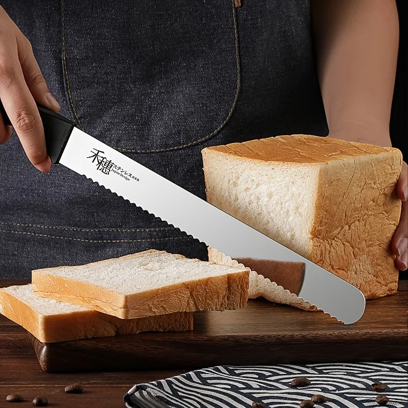 Stainless steel bread knife, serrated knife, household baking tools, cake knife, toast slicing knife, DS9195